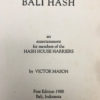 Bali Hash by Victor Mason - First Edition - The Nook Yamba Second Hand Books
